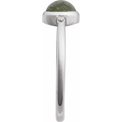 Sterling Silver Natural Moss Agate & .03 CTW Natural Diamond Ring