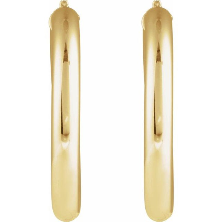 14K Yellow Gold Round Tube 40 mm Hoop Earrings