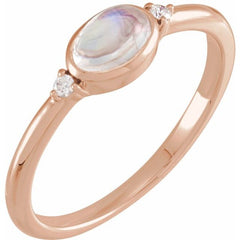 14K Rose Gold Natural Rainbow Moonstone & .03 CTW Natural Diamond Ring