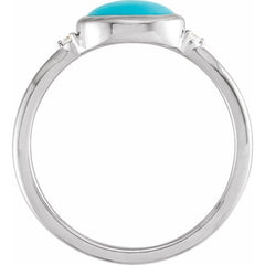 Sterling Silver Natural Turquoise & .03 CTW Natural Diamond Ring