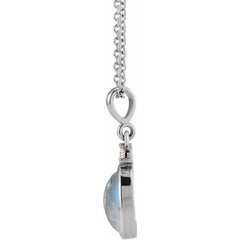 Platinum 10x8 mm Natural Rainbow Moonstone & .03 CT Natural Diamond 16-18" Necklace