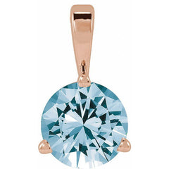 14K Rose Gold Lab-Grown Aqua Sapphire Pendant