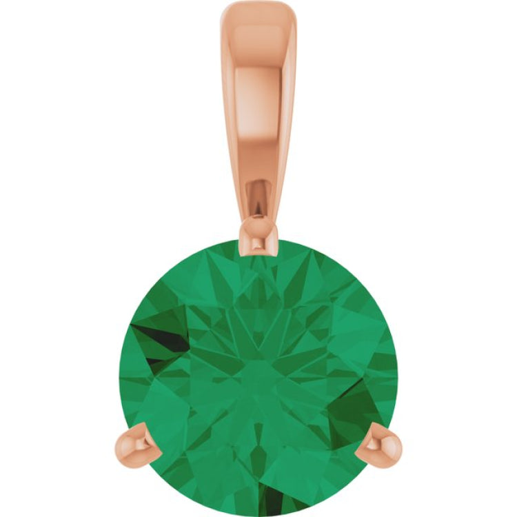 14K Rose Gold Lab-Grown Emerald Pendant