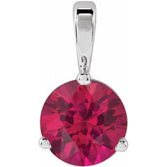 14K White Gold Lab-Grown Ruby Pendant