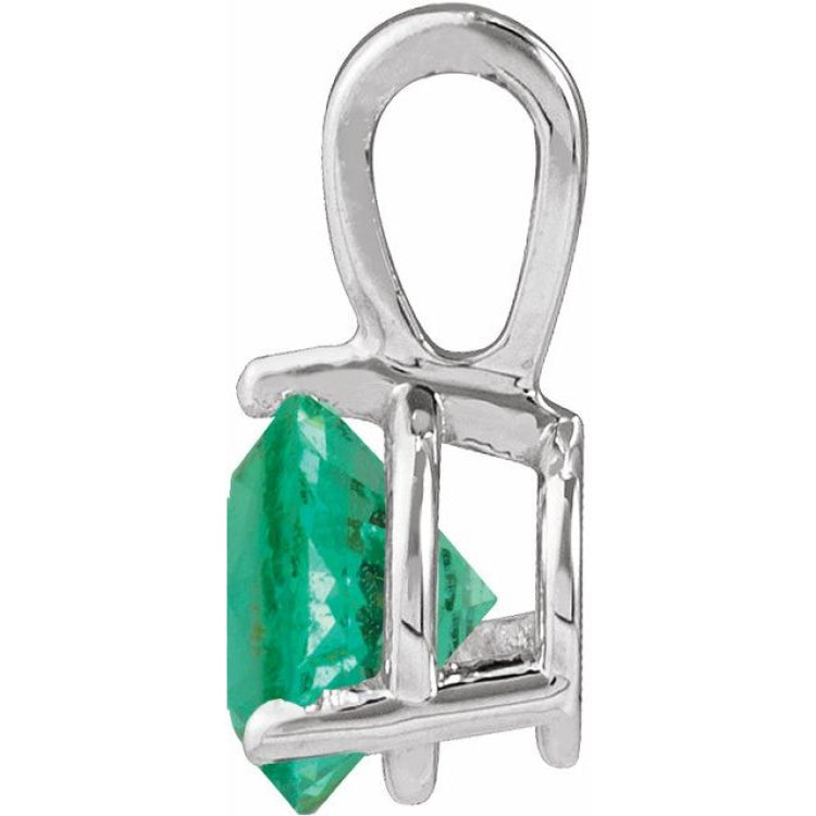 14K White Gold Lab-Grown Emerald Pendant