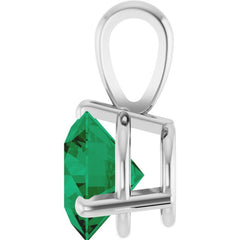14K White Gold Lab-Grown Emerald Pendant
