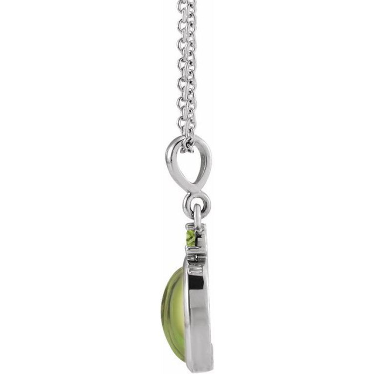 14K White Gold 8x6 mm Natural Peridot 16-18" Necklace