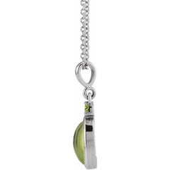 Sterling Silver 6x4 mm Natural Peridot 16-18" Necklace