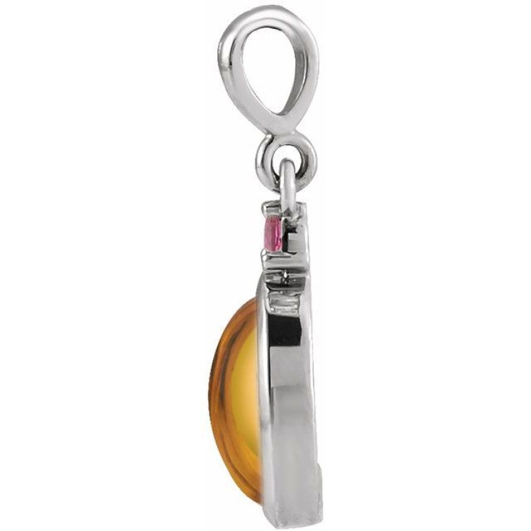 Platinum 5x3 mm Natural Citrine & Natural Pink Tourmaline Pendant