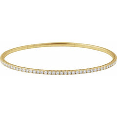 14K Yellow Gold 2 CTW Natural Diamond  Flexible Bangle 7" Bracelet
