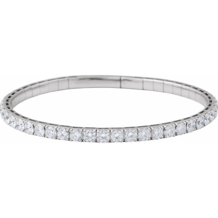 14K White Gold 3 CTW Natural Diamond  Flexible Bangle 7" Bracelet