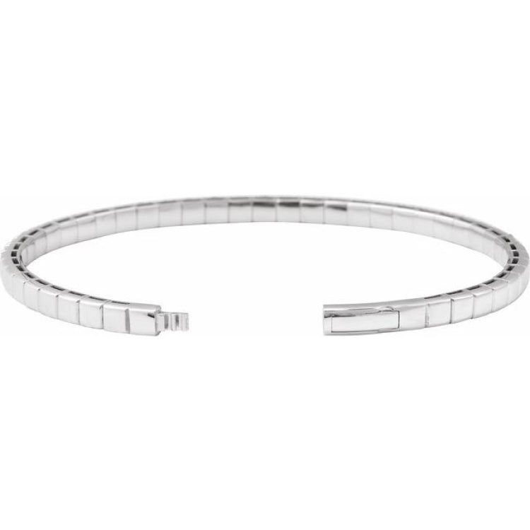 14K White Gold 3 CTW Natural Diamond  Flexible Bangle 7" Bracelet