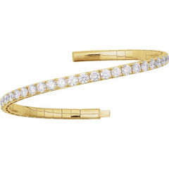 14K Yellow Gold 4 CTW Natural Diamond  Flexible Bangle 7" Bracelet