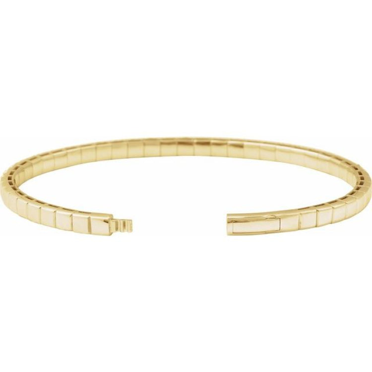 14K Yellow Gold 4 CTW Natural Diamond  Flexible Bangle 7" Bracelet