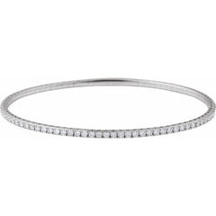 14K White Gold 1 CTW Lab-Grown Diamond  Flexible Bangle 7" Bracelet