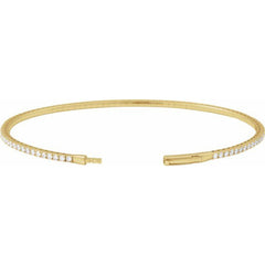 14K Yellow Gold 2 CTW Natural Diamond Flexible Bangle 7" Bracelet