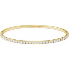 14K Yellow Gold 3 CTW Natural Diamond Flexible Bangle 7" Bracelet