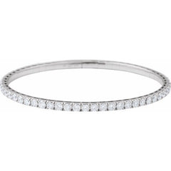 14K White Gold 5 CTW Lab-Grown Diamond Flexible Bangle 7" Bracelet