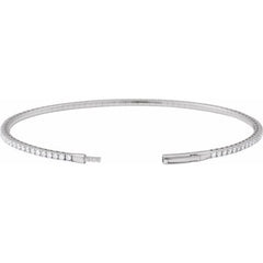 14K White Gold 1 1/2 CTW Lab-Grown Diamond Flexible Bangle 7" Bracelet