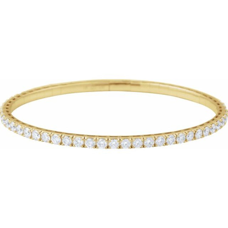 14K Yellow Gold 5 CTW Lab-Grown Diamond Flexible Bangle 7" Bracelet