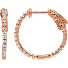 14K Rose Gold 1/2 CTW Lab-Grown Diamond Inside-Outside 19 mm Hinged Hoop Earrings