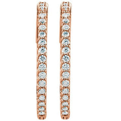 14K Rose Gold 1 CTW Lab-Grown Diamond Inside-Outside 26.5 mm Hinged Hoop Earrings
