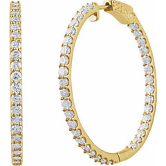 14K Yellow Gold 5 CTW Lab-Grown Diamond Inside-Outside 41.5 mm Hinged Hoop Earrings