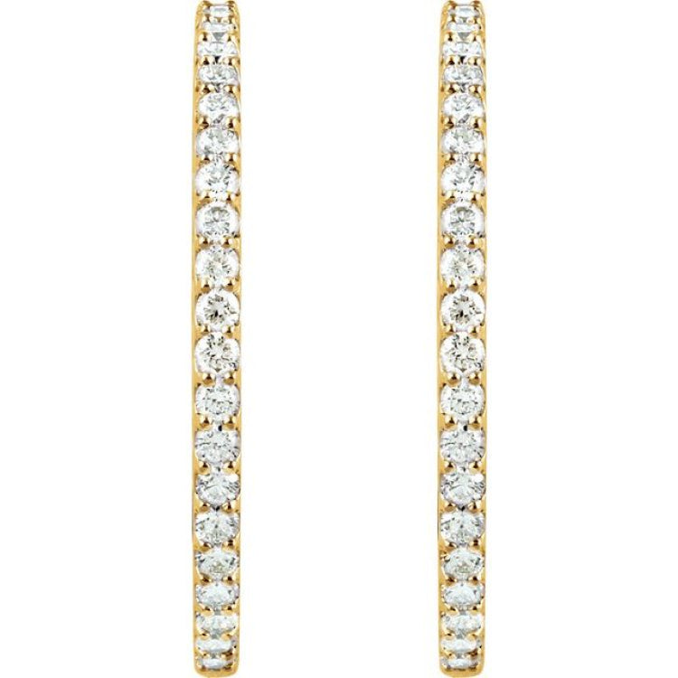 14K Yellow Gold 5 CTW Lab-Grown Diamond Inside-Outside 41.5 mm Hinged Hoop Earrings