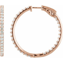 14K Rose Gold 5 CTW Lab-Grown Diamond Inside-Outside 41.5 mm Hinged Hoop Earrings