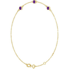14K Yellow Gold Natural Amethyst Bezel-Set 3-Stone 6 1/2-7 1/2" Bracelet