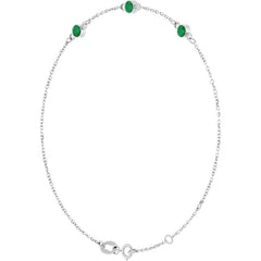 14K White Gold Lab-Grown Emerald Bezel-Set 3-Stone 6 1/2-7 1/2" Bracelet