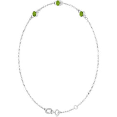 14K White Gold Natural Peridot Bezel-Set 3-Stone 6 1/2-7 1/2" Bracelet