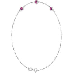 14K White Gold Natural Pink Tourmaline Bezel-Set 3-Stone 6 1/2-7 1/2" Bracelet