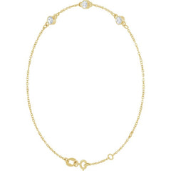 14K Yellow Gold 1/4 CTW Natural Diamond Bezel-Set 3-Stone 6 1/2-7 1/2" Bracelet
