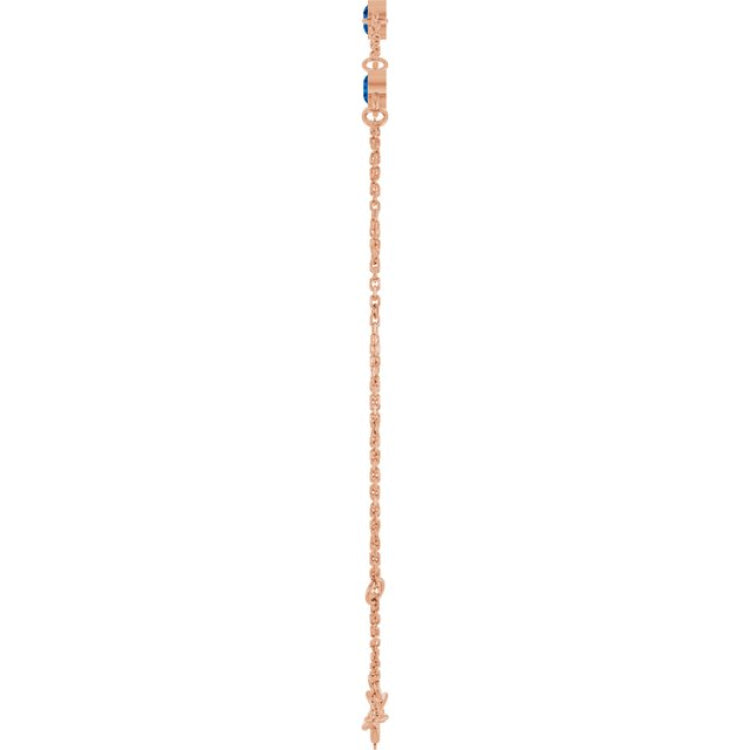 14K Rose Gold Lab-Grown Blue Sapphire Bezel-Set 3-Stone 6 1/2-7 1/2" Bracelet