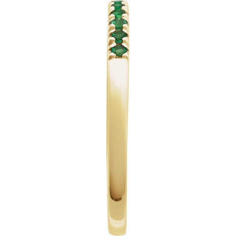 14K Yellow Gold Natural Emerald Stackable Ring