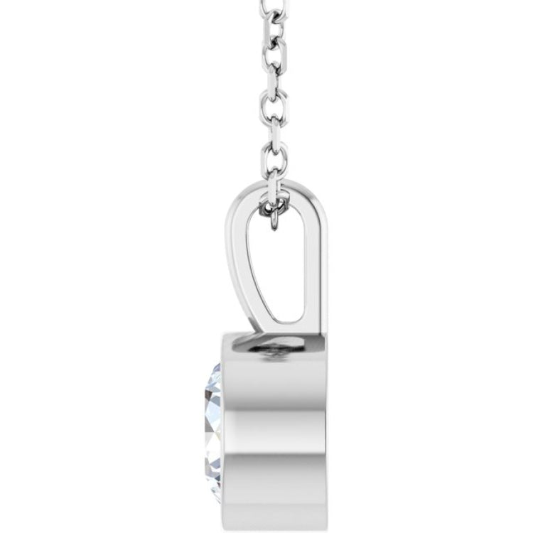Sterling Silver 5/8 CT Natural Diamond Bezel-Set Solitaire 16-18" Necklace