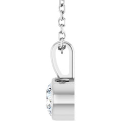 14K White Gold 1/3 CT Lab-Grown Diamond Bezel-Set Solitaire 16-18" Necklace