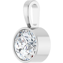 14K White Gold 3/4 CT Natural Diamond Bezel-Set Solitaire Pendant