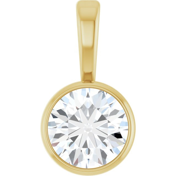 14K Yellow Gold 1/3 CT Lab-Grown Diamond Bezel-Set Solitaire Pendant