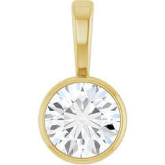 14K Yellow Gold 1/3 CT Lab-Grown Diamond Bezel-Set Solitaire Pendant
