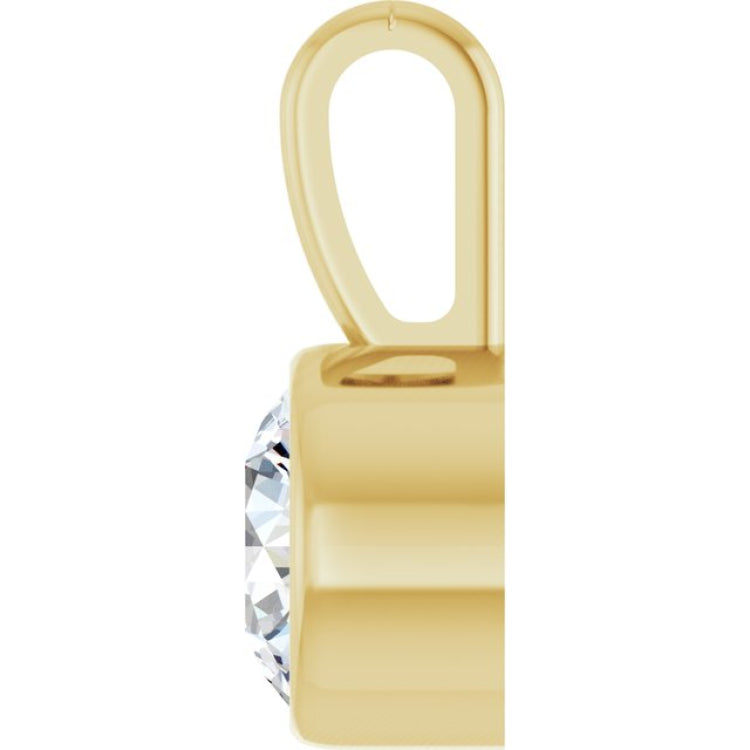 14K Yellow Gold 1/3 CT Lab-Grown Diamond Bezel-Set Solitaire Pendant
