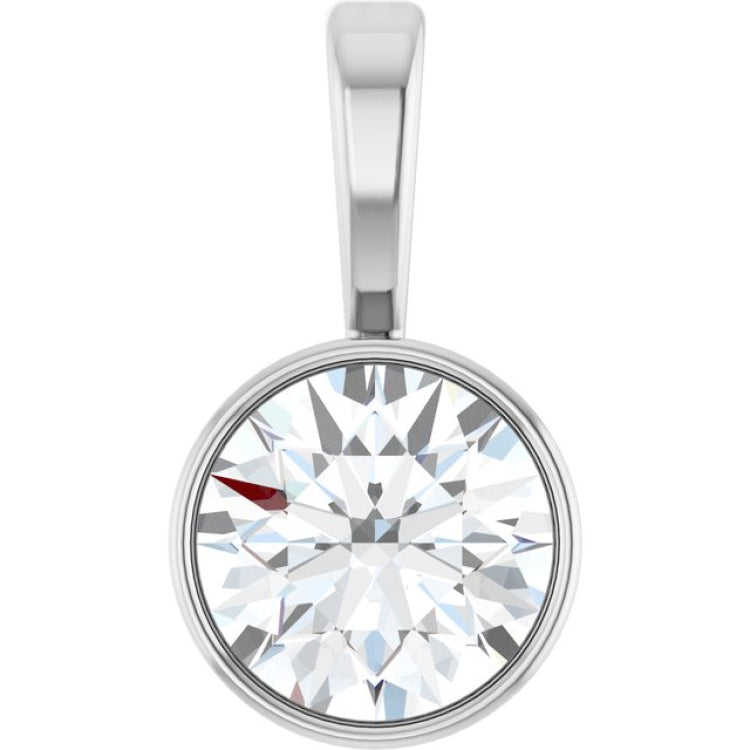 14K White Gold 1/2 CT Lab-Grown Diamond Bezel-Set Solitaire Pendant