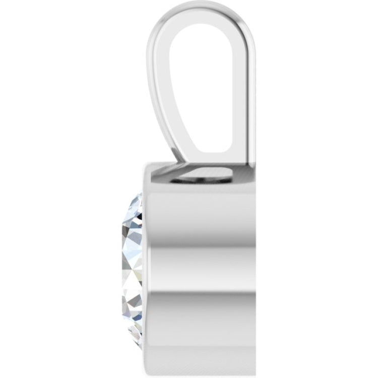 14K White Gold 5/8 CT Lab-Grown Diamond Bezel-Set Solitaire Pendant