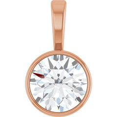 14K Rose Gold 5/8 CT Lab-Grown Diamond Bezel-Set Solitaire Pendant