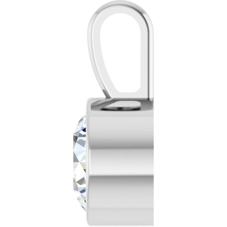 Sterling Silver 9/10 CT Lab-Grown Diamond Bezel-Set Solitaire Pendant