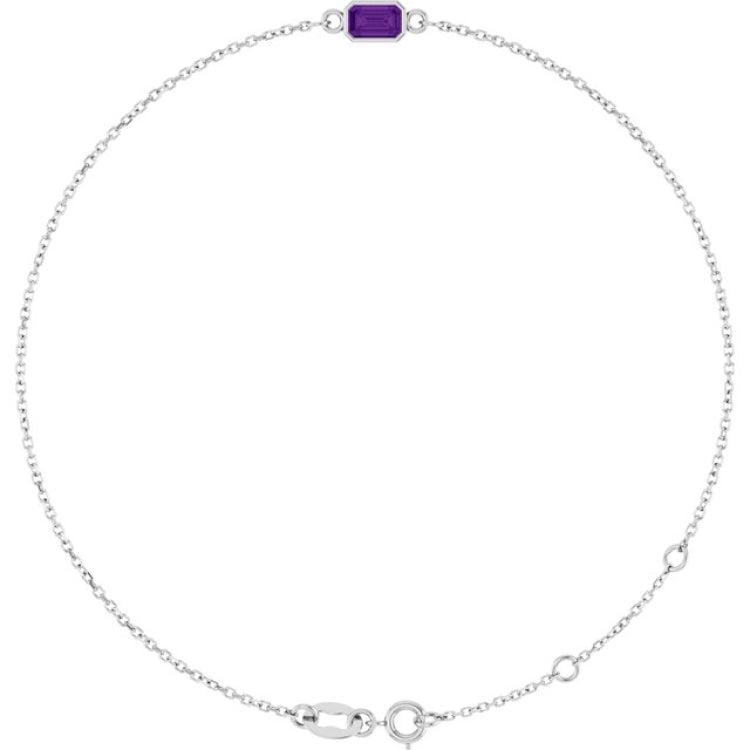 14K White Gold Natural Amethyst 6 1/2-7 1/2" Bracelet