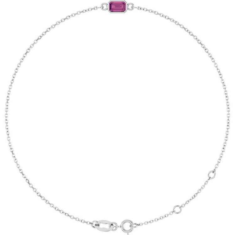 14K White Gold Natural Pink Tourmaline 6 1/2-7 1/2" Bracelet