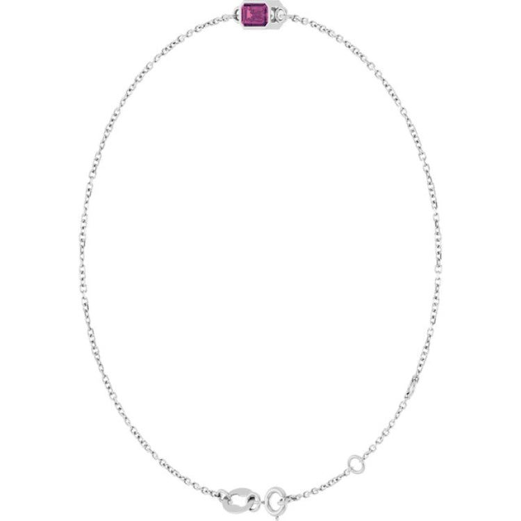 14K White Gold Natural Pink Tourmaline 6 1/2-7 1/2" Bracelet