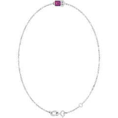 14K White Gold Natural Pink Tourmaline 6 1/2-7 1/2" Bracelet